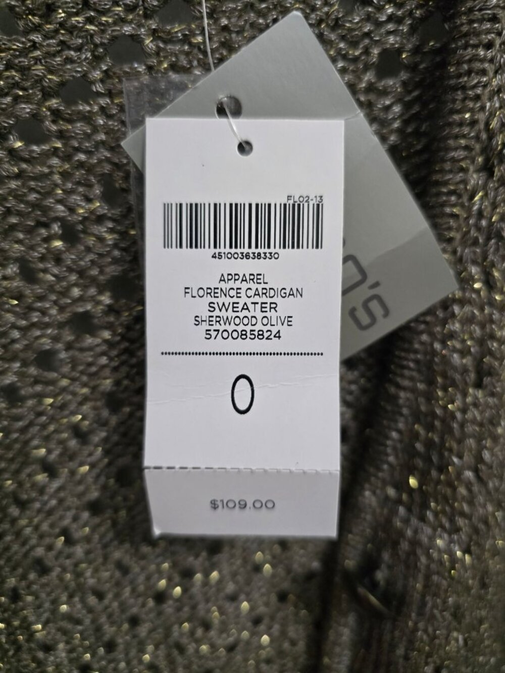 NWT Chicos Size 0 Florence Cardigan Sweater Sherwood Olive Metallic Knit - Picture 6 of 8
